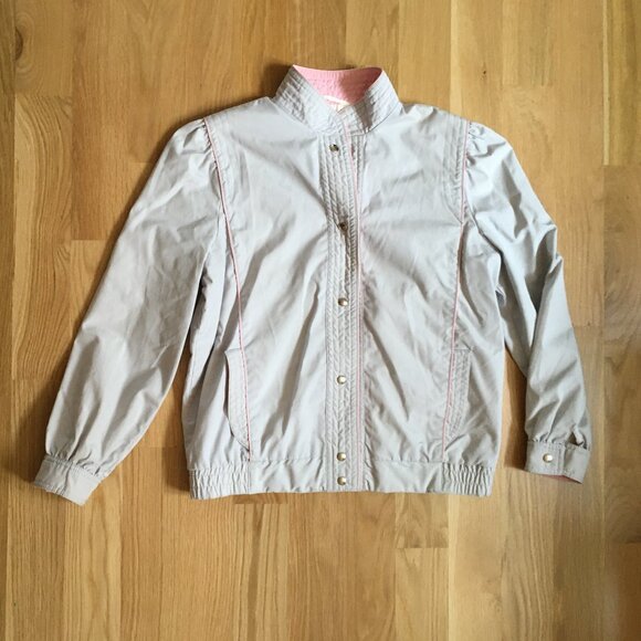 Vintage Chore Coat / Light Jacket - Baby Blue w/ Pink Piping Western Fall Jacket - Picture 1 of 7